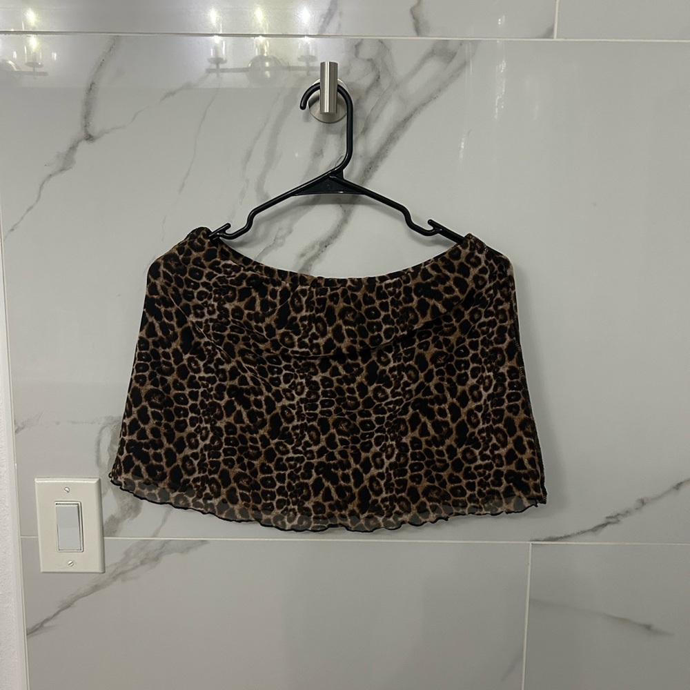 Leopard Print Mini Skirt - Brown/Black